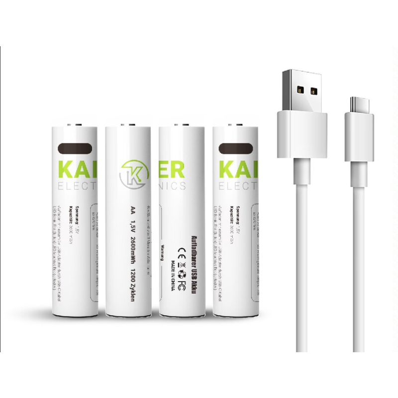 Kaiser Elektronics AA Lithium Batterien mit USB-C Anschluss im 4er pa, €  18,00