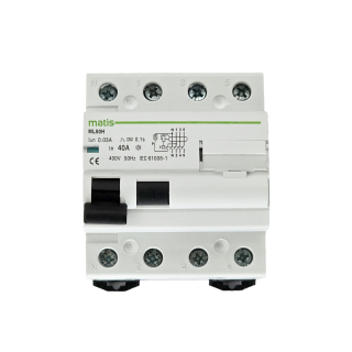 Matismart ML50H4P FI Schutzschalter 4-polig 40A/30mA, AC, Test-Taste, VDE, IP2x