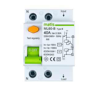 Matismart FI Schutzschalter Typ B allstromsensitiv 30mA/40A 2-Pol Intertek