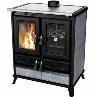 Holzherd Thermorossi Violetta Evo Stone 8,2 kW mit Speckstein, Gusskochfeld und Backofen